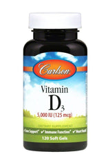 Carlson Labs Vitamin D3 5000 IU Soft Gels bottle label