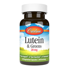 Front view of Carlson Lutein & Greens bottle