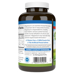 Nutrition facts/ingredients panel on Carlson Magnesium Gels bottle