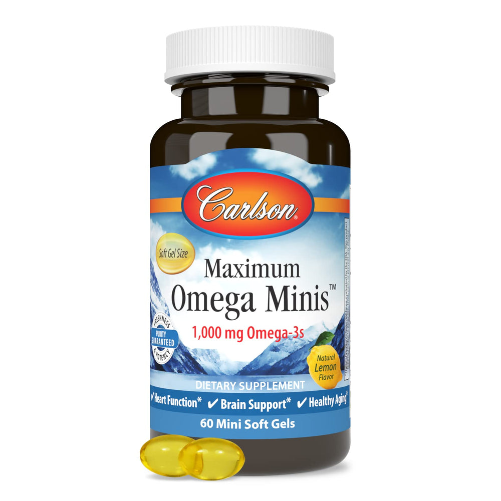 Fresh, sealed Carlson Omega Minis bottle