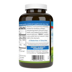 Label and ingredients of Carlson Mild-C Buffered Vitamin C