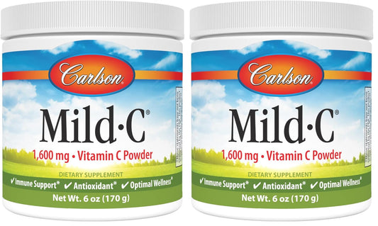 Bottle of Carlson Mild-C Vitamin C Powder, 6 oz (170 g) Pack of 2