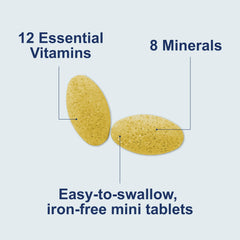 Close-up of tiny, easy-to-swallow Mini-Multi tablets