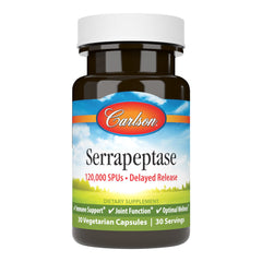Carlson Serrapeptase 120000 SPUs delayed-release bottle with 30 vegetarian capsules