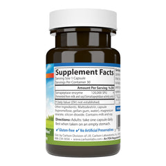 Carlson Serrapeptase 120000 SPUs product label