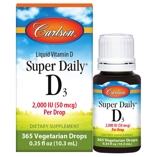 Carlson Super Daily D3 bottle on white background