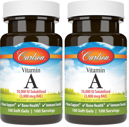 Carlson Vitamin A Solubilized Softgels bottle – Pack of 2 (front view)