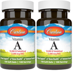 Carlson Vitamin A Solubilized Softgels bottle – Pack of 2 (front view)