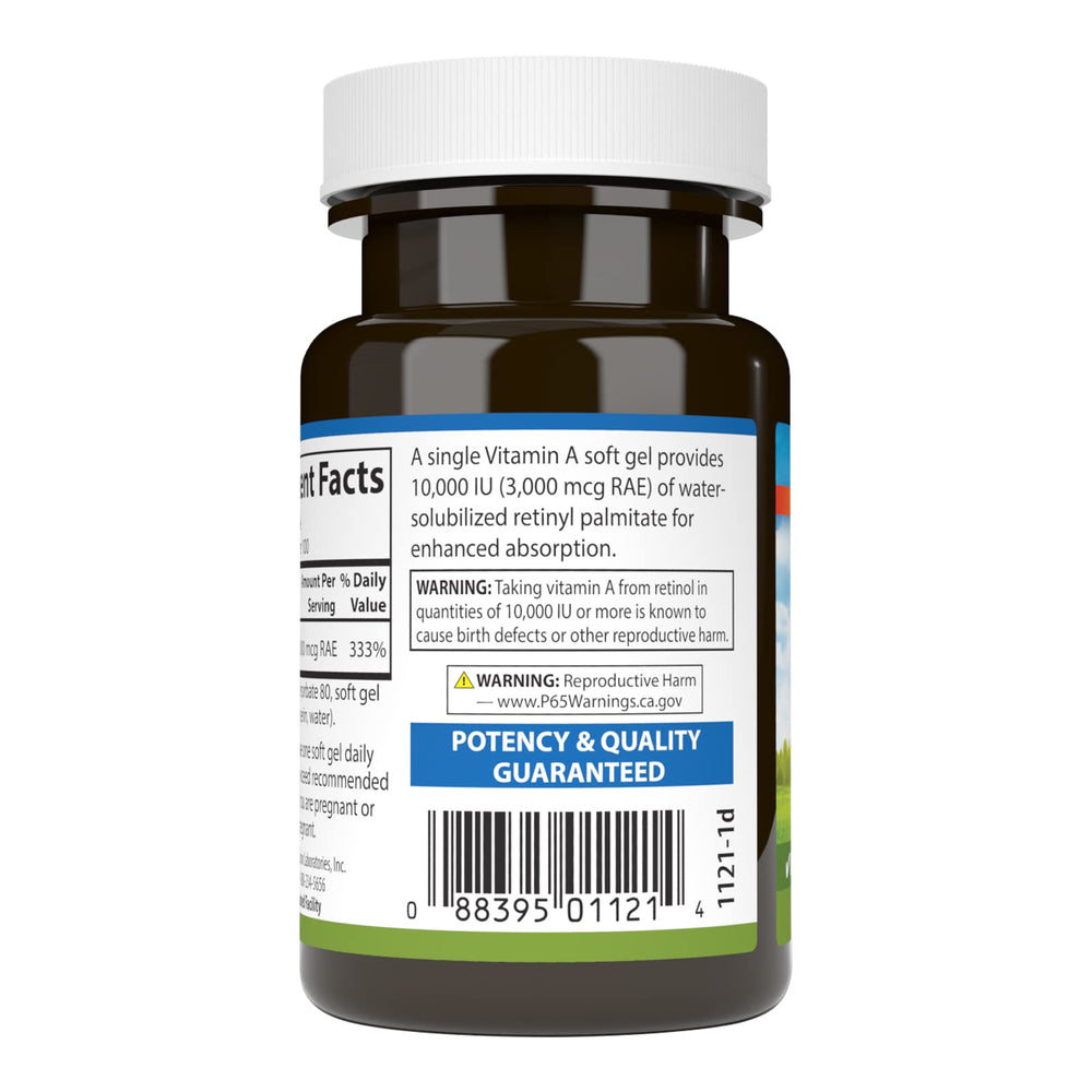 Label on bottle showing 10,000 IU per softgel