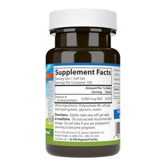 Close-up of Softgels showing 10,000 IU vitamin A per capsule