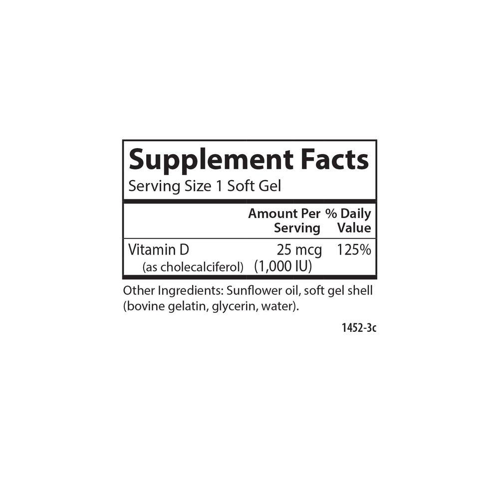 Two Carlson Vitamin D3 1000 IU soft gels bottles in a pack of 2