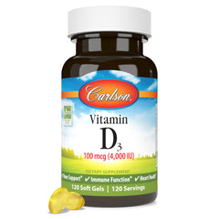 Carlson Vitamin D3 4000 IU bottle with 120 softgels