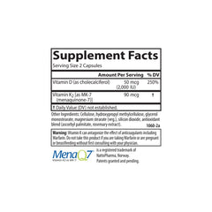 Close-up of vitamin D3 dosage on label (50 mcg / 2000 IU)