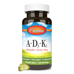 Carlson A D3 K2 bottle packaging with 120 soft gels