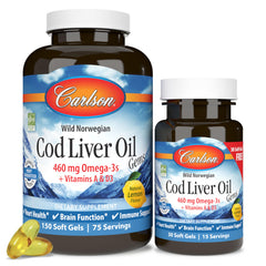 Carlson Cod Liver Oil Gems Lemon flavor bottle – 180 softgels