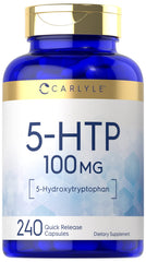 Front view of Carlyle 5-HTP 100 mg bottle with 240 capsules