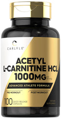 Carlyle Acetyl L-Carnitine HCL bottle with 1000 mg capsules