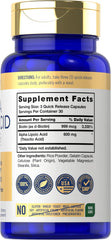 Close-up of label showing 600 mg Alpha Lipoic Acid