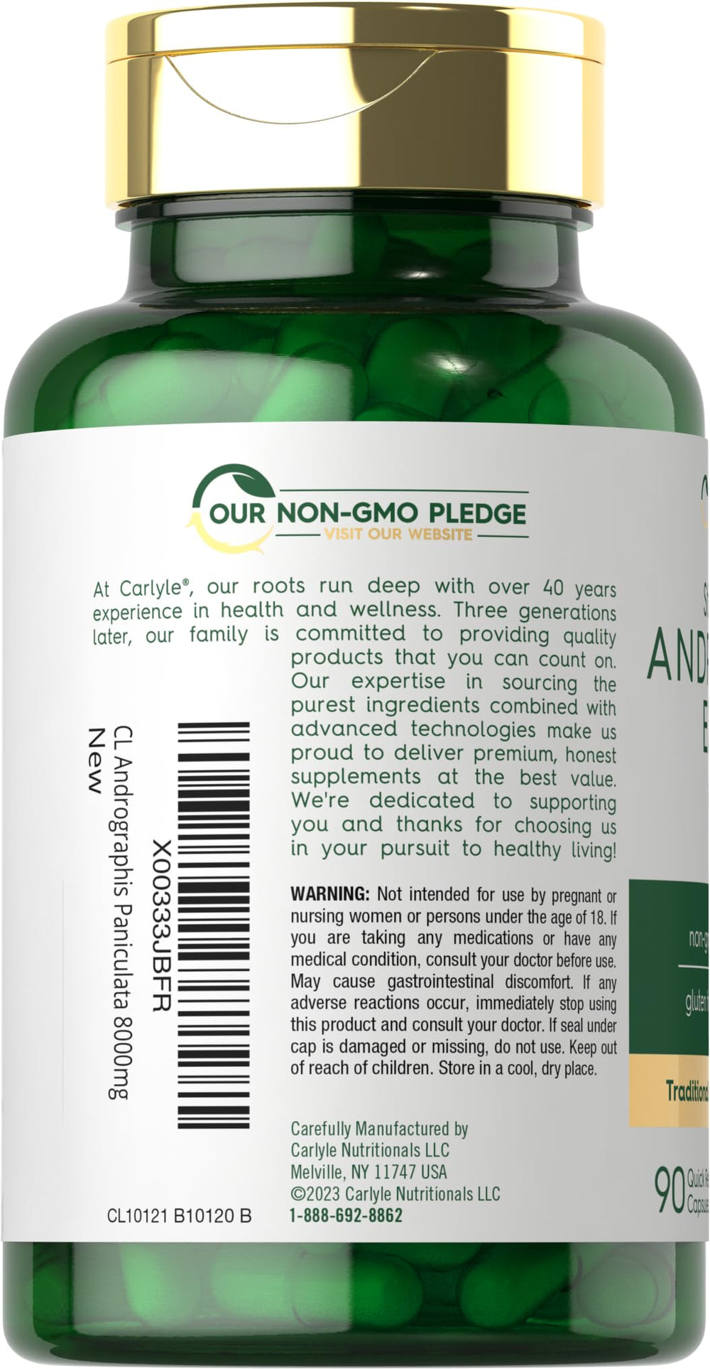 Package highlighting 8000 mg extract equivalence on label