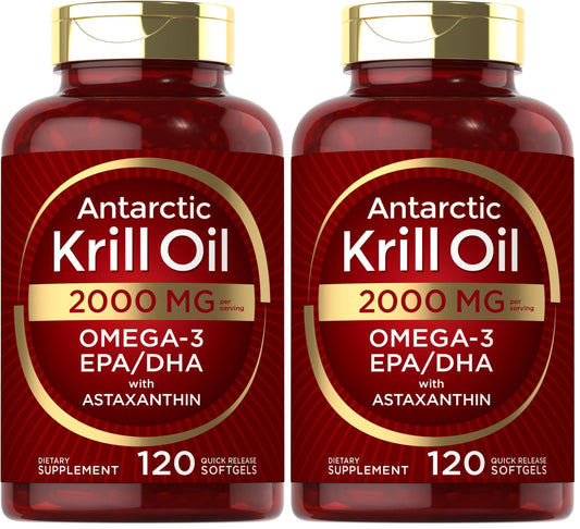 Carlyle Antarctic Krill Oil 2000 mg 120 softgels bottle front view