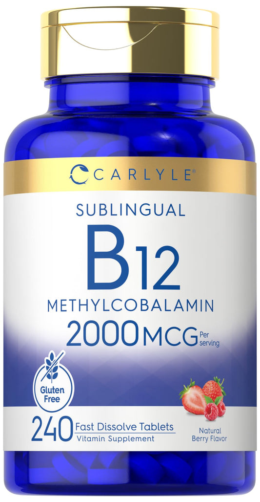 Carlyle B12 2000 mcg Berry Flavor sublingual tablets bottle