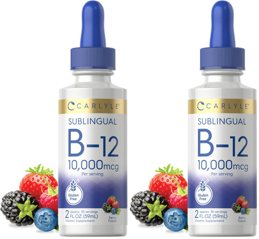 Pack of 2 Carlyle Vitamin B12 Sublingual Drops bottles