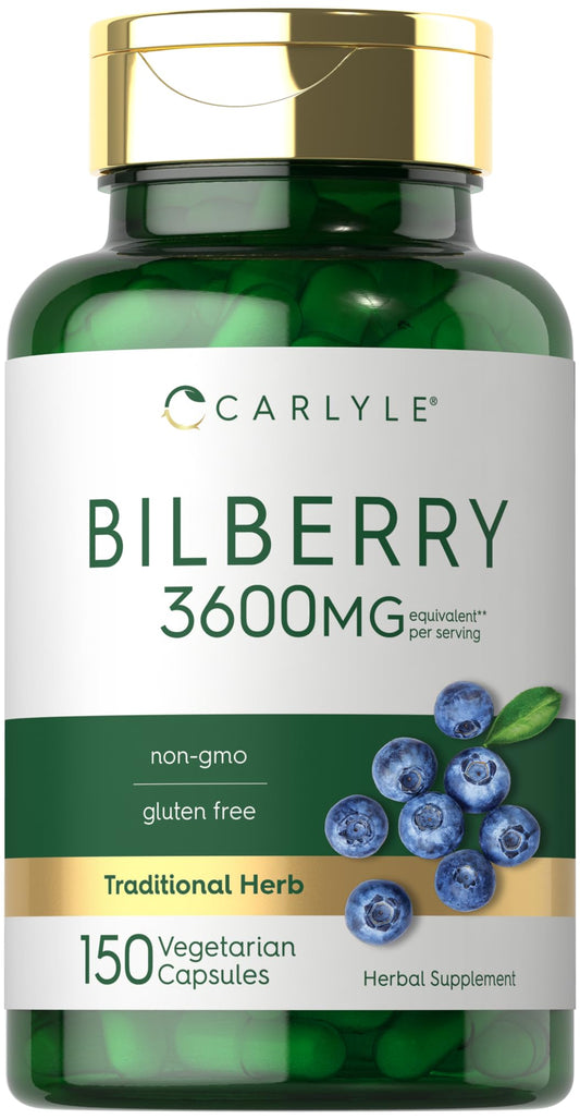 Front view of Carlyle Bilberry Extract Capsules bottle