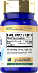 250 fast-dissolve Biotin 10000mcg tablets close-up