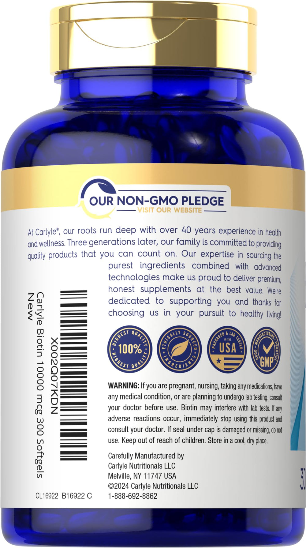 Carlyle Biotin 10000mcg 300 softgels pack shot