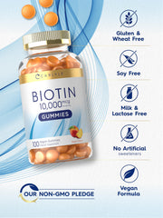 Gluten-free, non-GMO vegan biotin gummies packaging