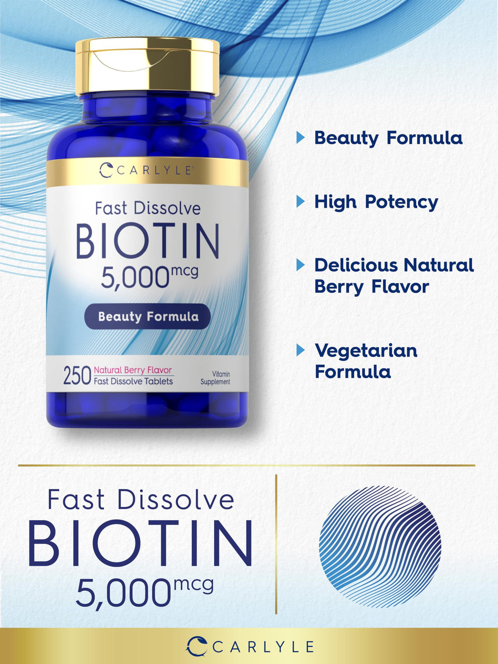Laboratory-tested Carlyle Biotin ingredients and quality seal