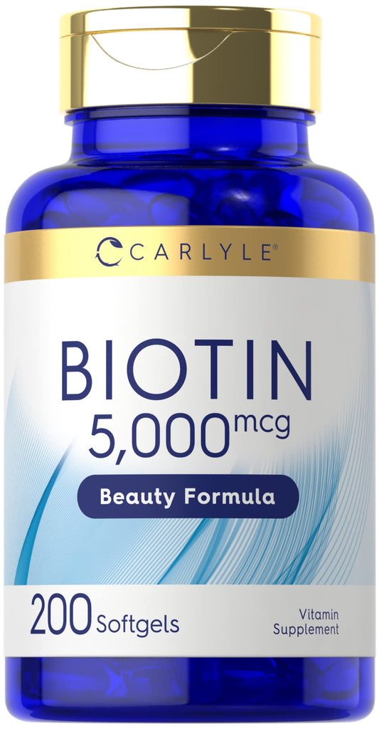 Carlyle Biotin 5000mcg Softgels bottle with label