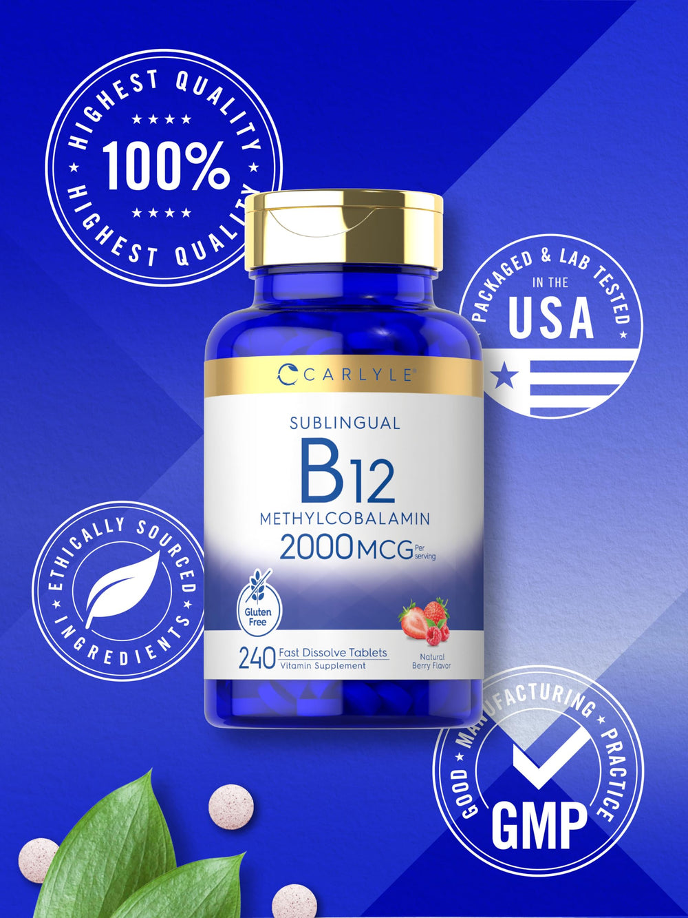 Supplement facts and ingredients for Carlyle B12 2000 mcg