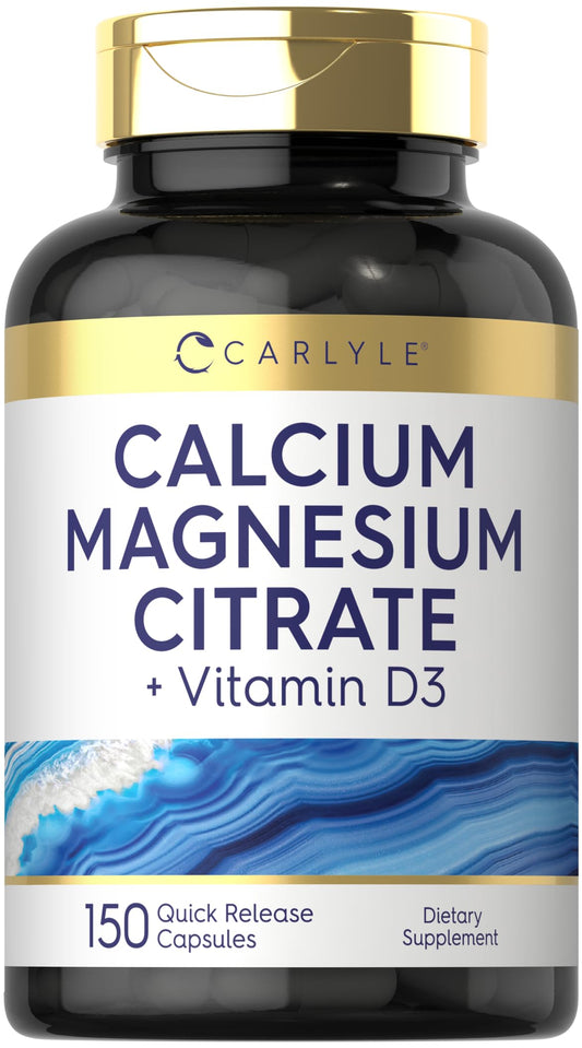 Front view of Carlyle Calcium Magnesium Citrate with Vitamin D3 bottle