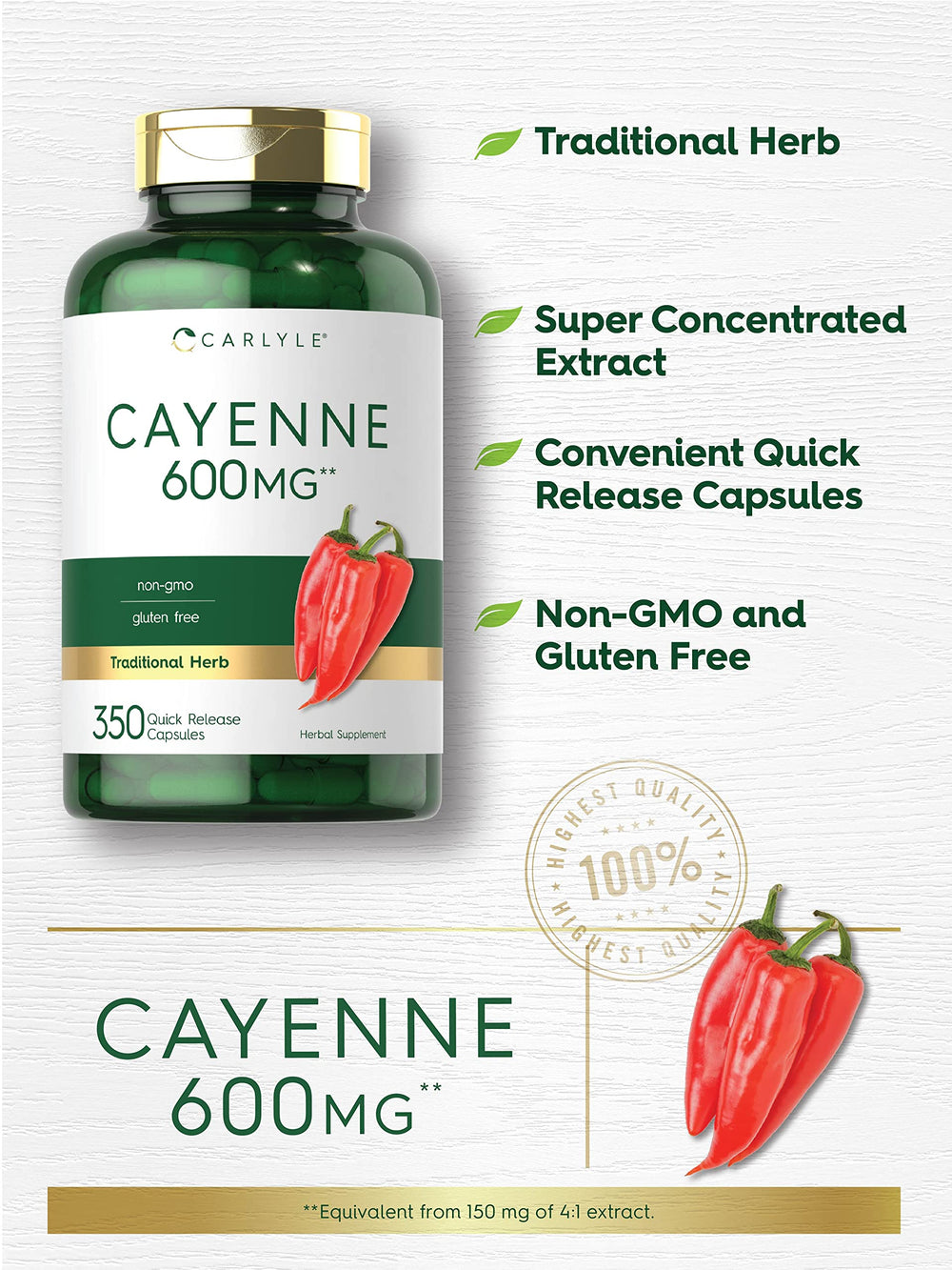Carlyle Cayenne Pepper Capsules packaging and bottle