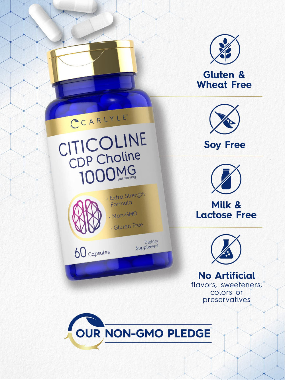 Carlyle Citicoline CDP Choline 1000mg label close-up