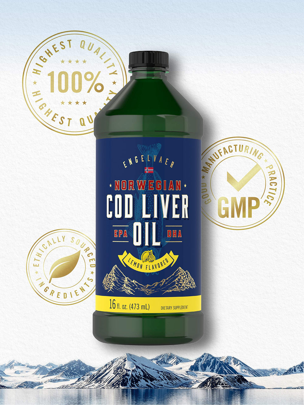Ingredients panel for Carlyle Cod Liver Oil Liquid lemon flavor