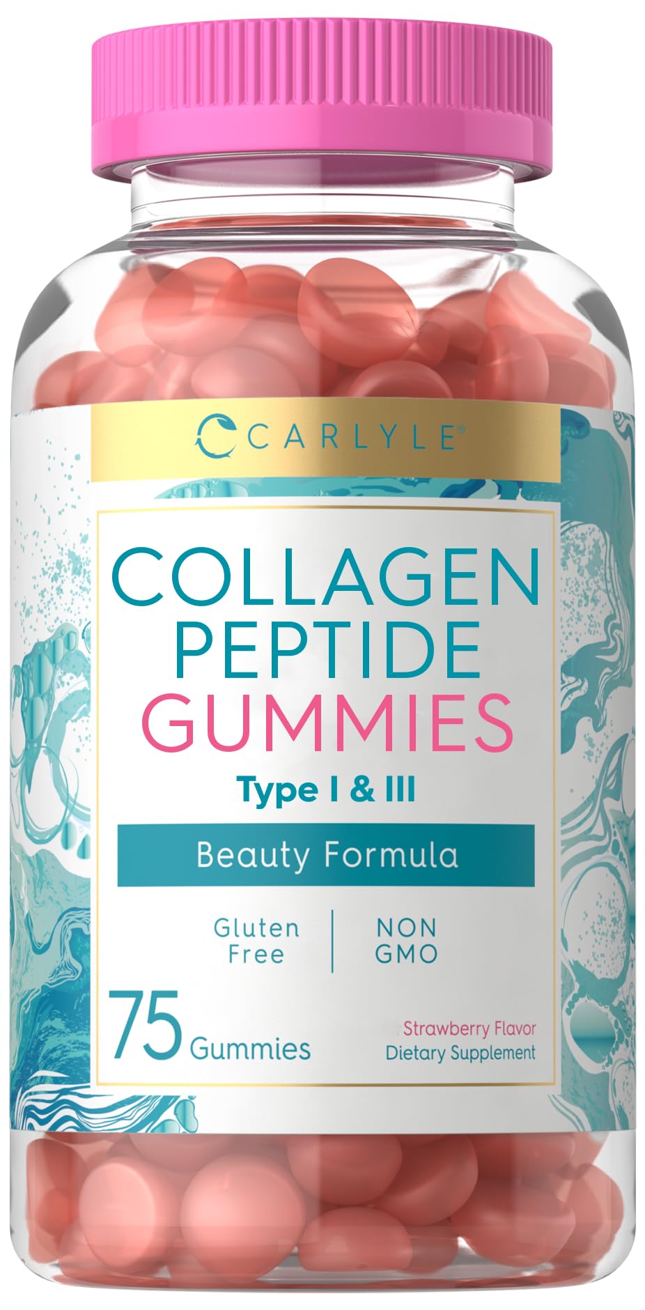 Carlyle Collagen Gummies Strawberry bottle front view