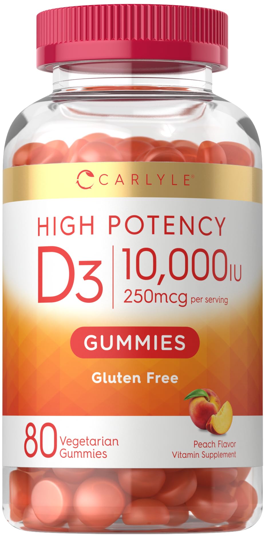 Carlyle Vitamin D3 10000iu Peach Gummies bottle front