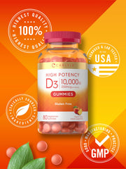Vegetarian and Non-GMO icons on Carlyle D3 bottle