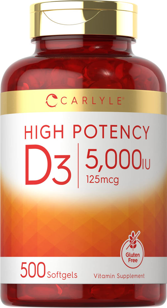 Carlyle Vitamin D3 5000 IU softgels bottle