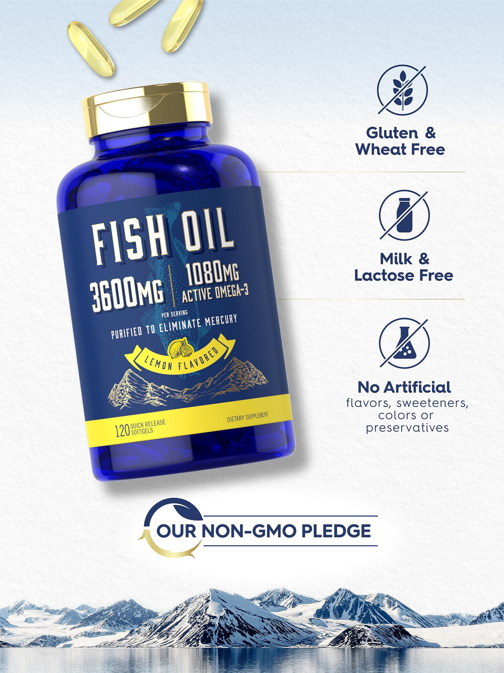 Mercury purified fish oil softgels