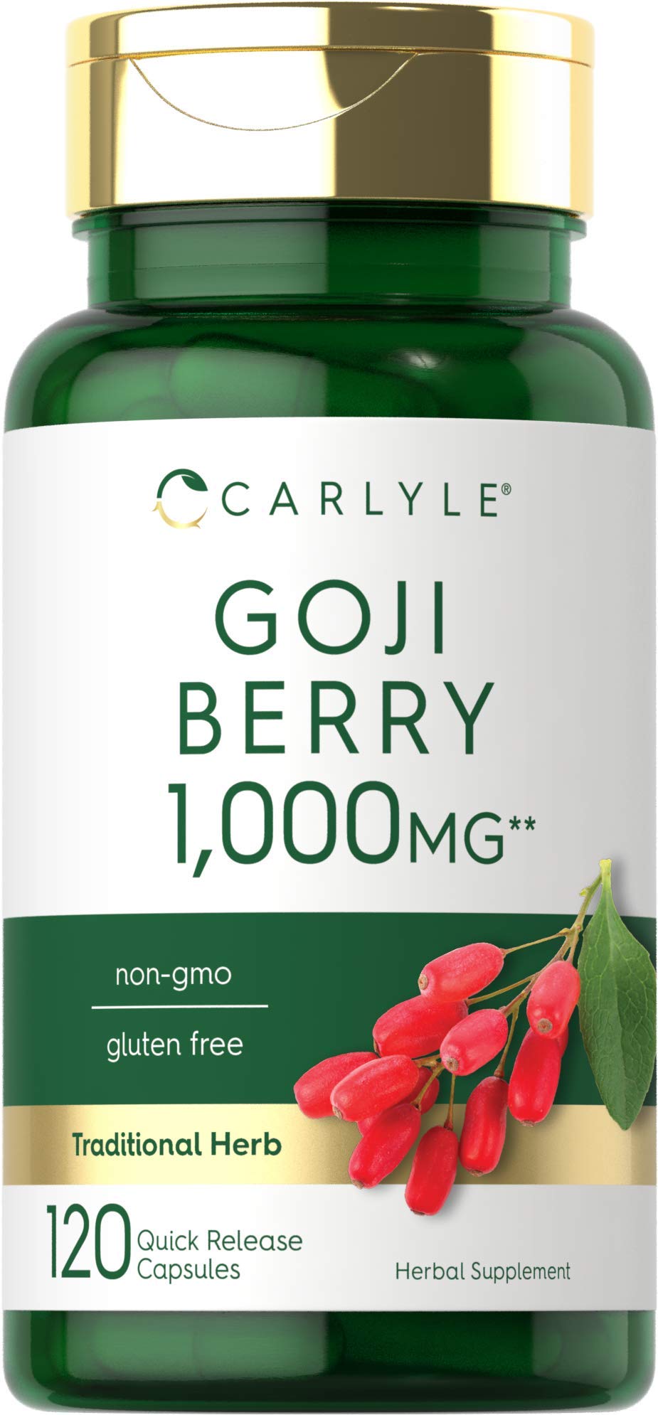 Carlyle Goji Berry 1000mg bottle and capsules