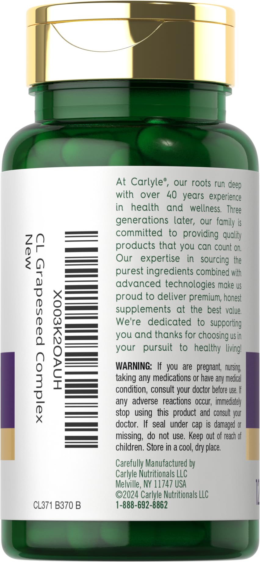 Product label highlighting standardized extract with polyphenols