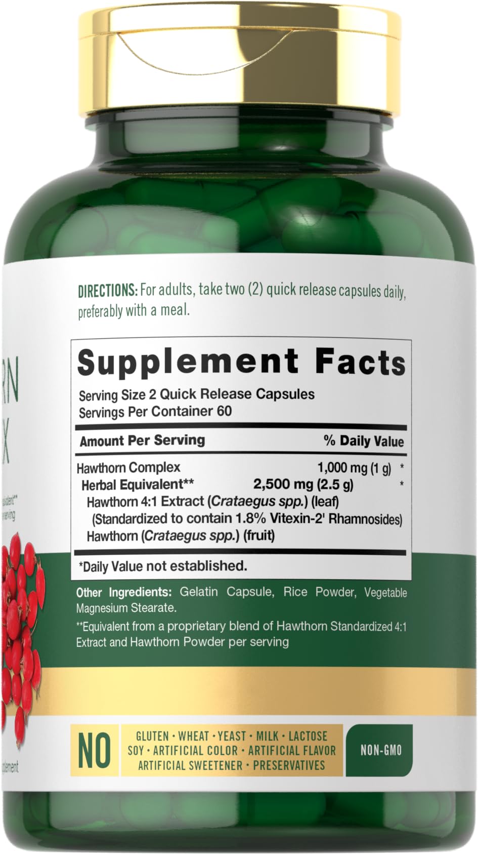 Close-up of Hawthorn berry standardized extract (2500 mg equivalent)