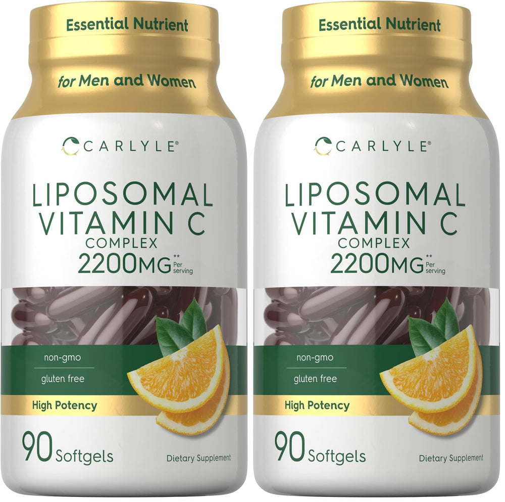 Front view of Carlyle Liposomal Vitamin C bottle with label