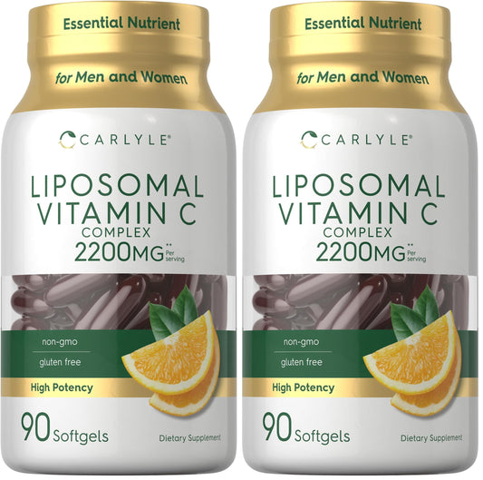 Front view of Carlyle Liposomal Vitamin C bottle with label