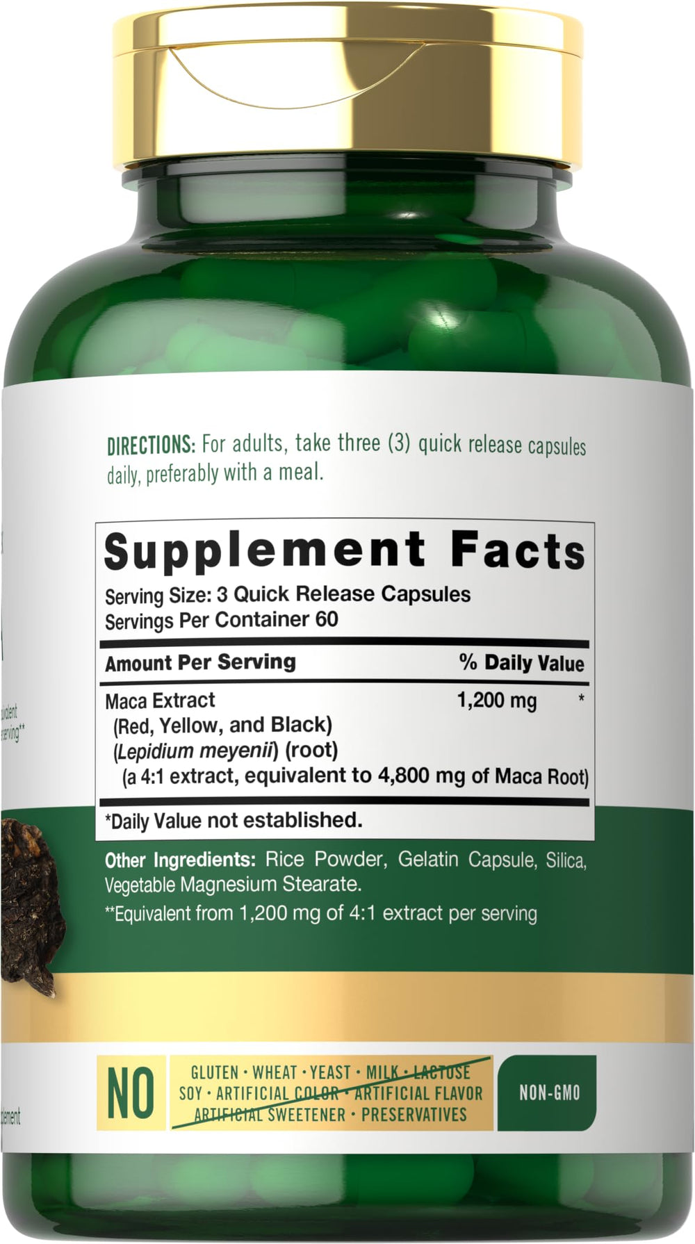 180-count Maca Root capsules bottle