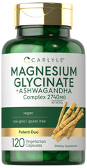 Carlyle Magnesium Glycinate with Ashwagandha bottle on white background
