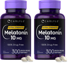 Carlyle Melatonin 10mg bottle with 300 softgels, pack of 2